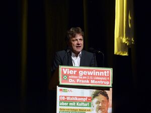 Dr. Frank Mentrup warb vor großem Publikum um Vertrauen